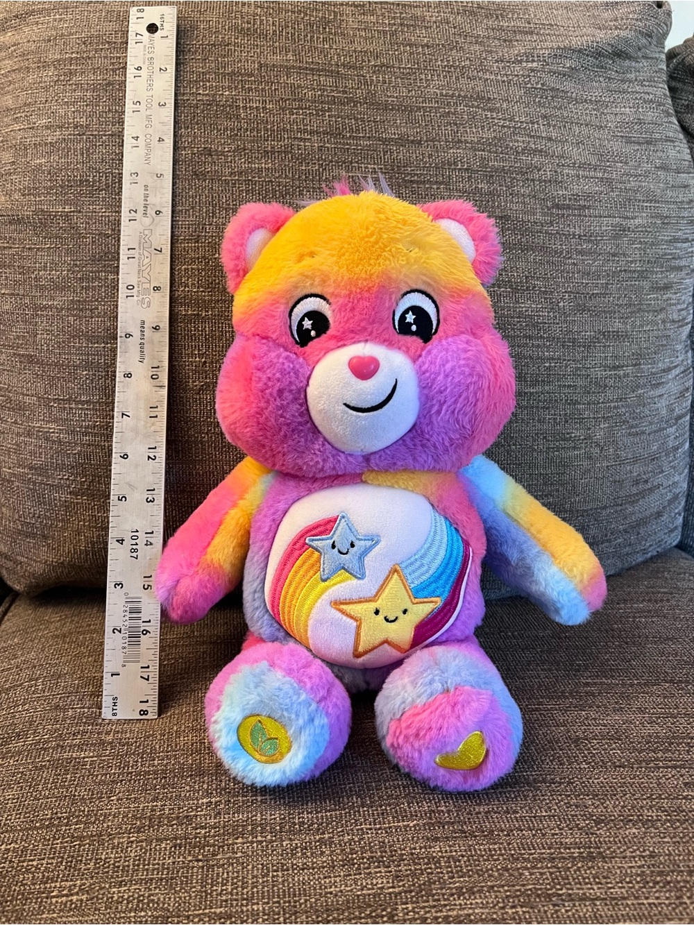 Care Bears “Dare to Care” Rainbow Tie Dye Plush Stuffed Animal Toy 12 inch - Picture 1 of 4